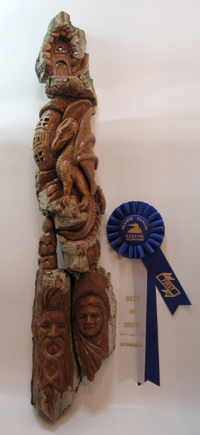 Bark Carving - #25 The Guardian - 73 x 15 cm  (29 x 6 inches)