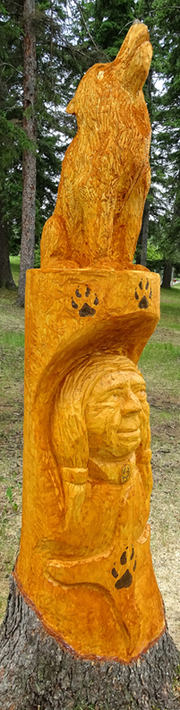 Spruce Carving Woman Spirit Waskesiu 2017 - Detailed View